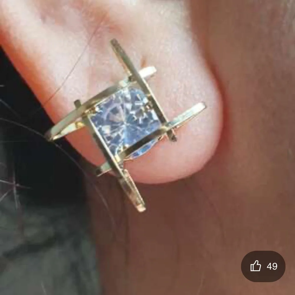 Cubic Zirconia Stud Earrings Silver & Gold - Picture 3 of 7